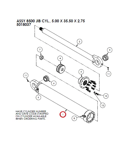 WLDT TUBE 8500 JIB CYL - Part No. 5018038.webp