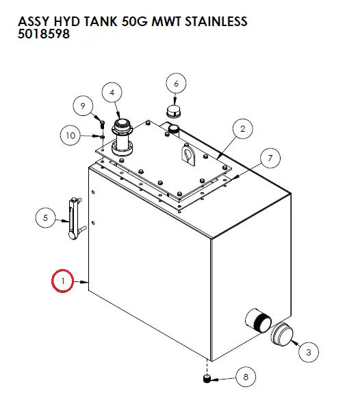 WLDT HYD TANK 50G MWT STAINLESS - Part No. 5018599.webp