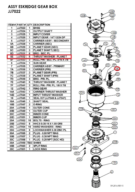 THRUST WASHER - PLANET - Part No. JJ7032.webp