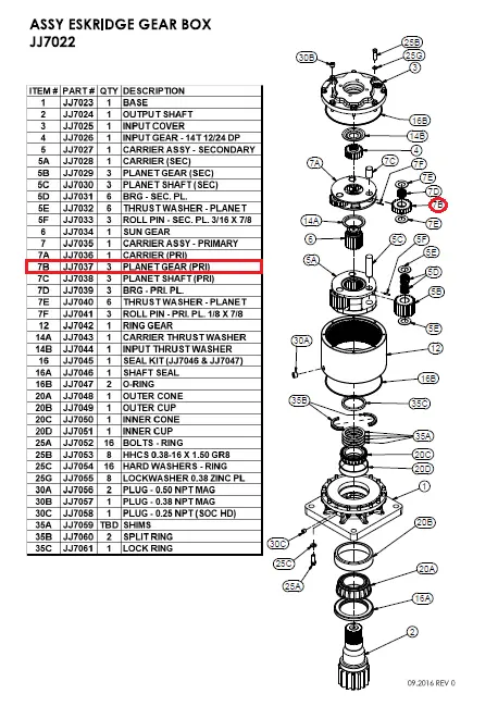 PLANET GEAR(PRI) - Part No. JJ7037.webp