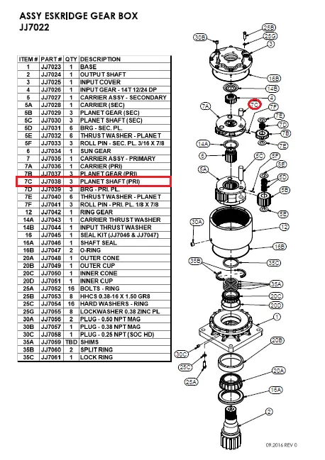 PLANET SHAFT(PRI) - Part No. JJ7038.webp