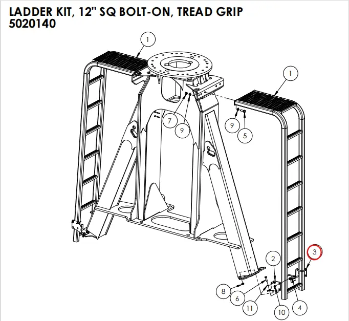 LOWER LADDER BRKT, RH 12- BOLT-ON Part No - 5019959.webp