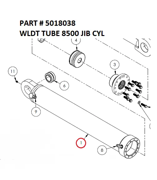 Serco Tube Weldment 8500 Jib Cylinder (Part 5018038)