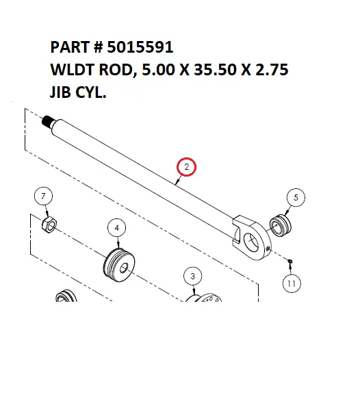 WLDT ROD, 5.00 X 35.50 X 2.75 JIB CYL. - Part No. 5015591