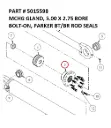 Serco 1050XR Machined Gland, 5" x 2.75" Bore Bolt-On, Parker BT/BR Rod Seals (Part 5015598)