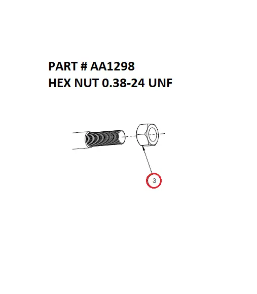 HEX NUT 0.38-24 UNF - Part No. AA1298