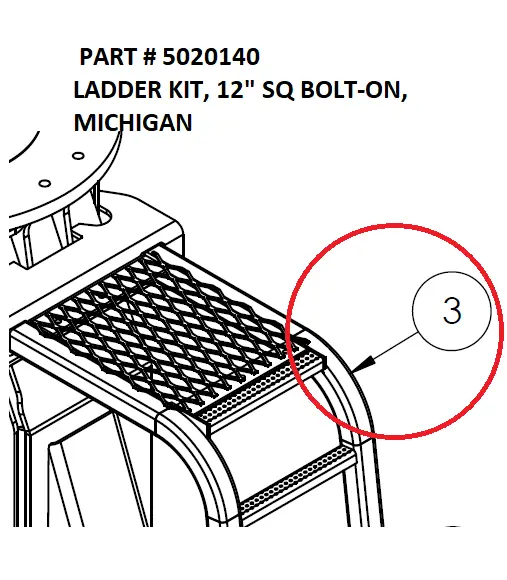 LADDER KIT, 12" SQ BOLT-ON, MICHIGAN - Part No. 5020140