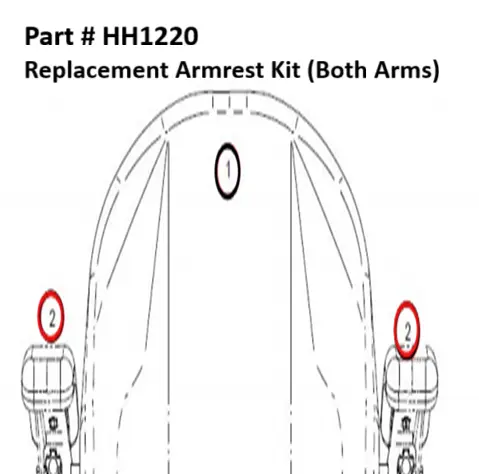 Replacement Armrest Kit (Both Arms) - Part No. HH1220