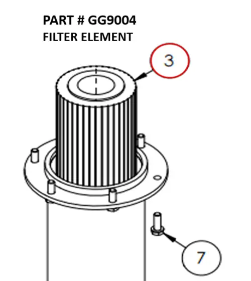 Serco 1050XR Hydraulic Filter Element (Part GG9004)