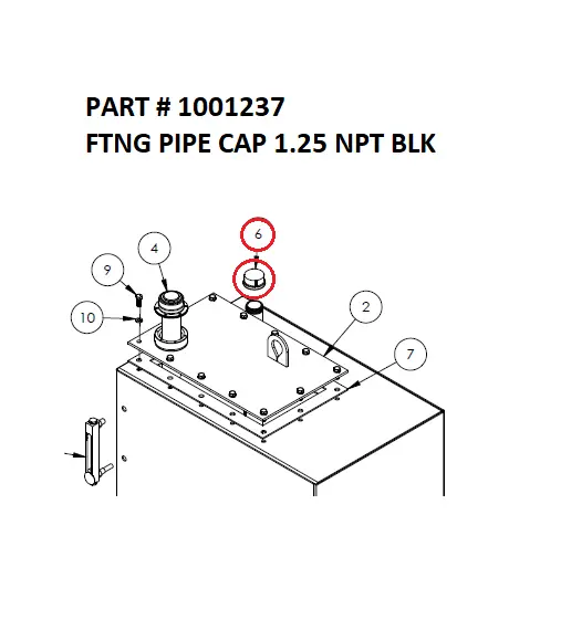 FTNG PIPE CAP 1.25 NPT BLK - Part No. 1001237