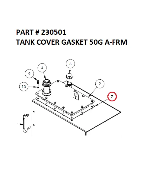 TANK COVER GASKET 50G A-FRM - Part No. 230501