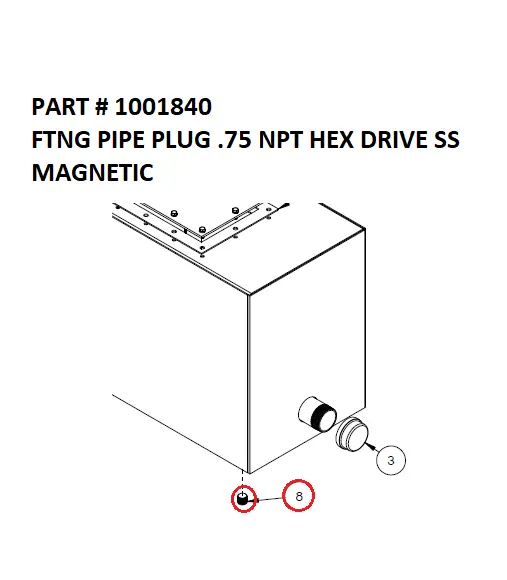 FTNG PIPE PLUG .75 NPT HEX DRIVE SS MAGNETIC - Part No. 1001840