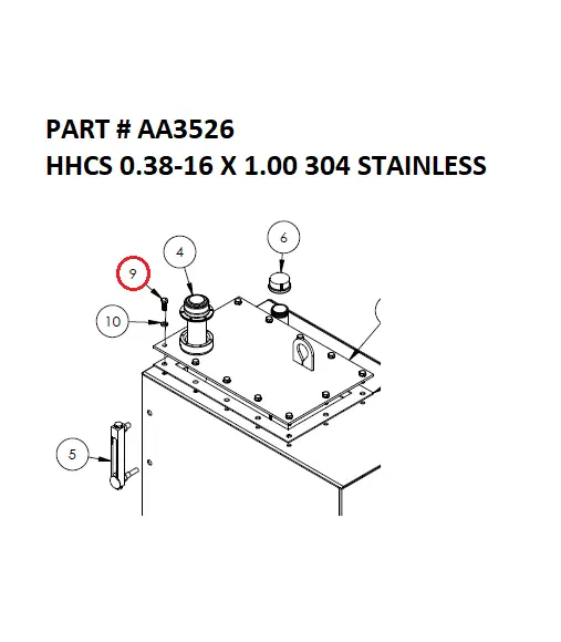 HHCS 0.38-16 X 1.00 304 STAINLESS - Part No. AA3526