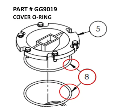 Serco 1050XR Hydraulic Filter Cover O-Ring (Part GG9019)