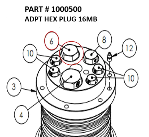Hex Plug Adapter 16MB for Serco 1050XR (Part 1000500)