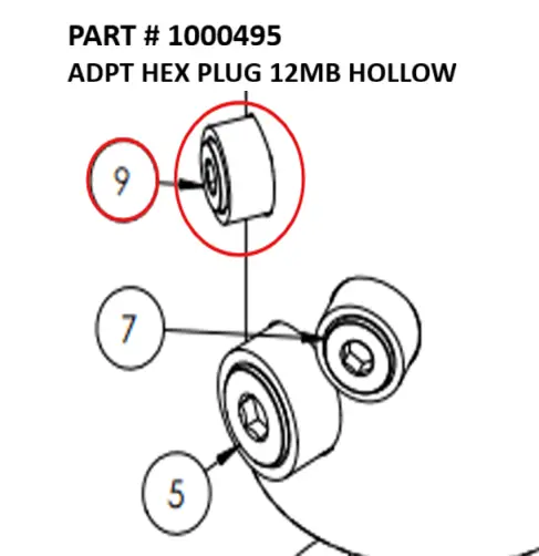 ADPT HEX PLUG 12MB HOLLOW - Part No. 1000495