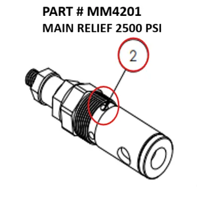 Serco 1050XR Hydrocontrol Main Relief Valve, 2500 PSI (Part MM4201)
