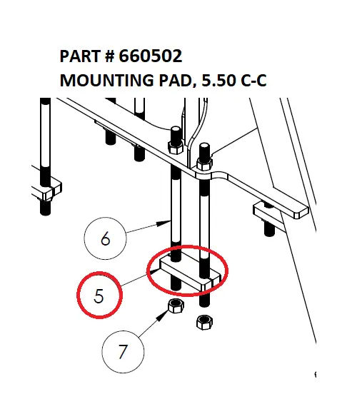 MOUNTING PAD, 5.50 C-C - Part No. 660502