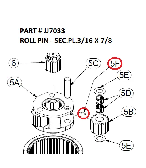ROLL PIN - SEC.PL.3/16 X 7/8 - Part No. JJ7033