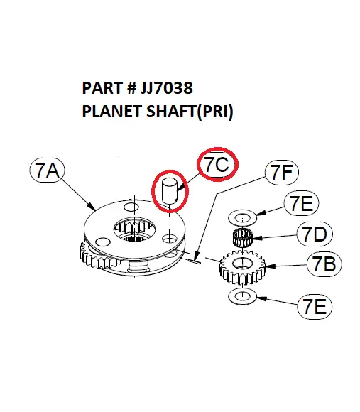 PLANET SHAFT(PRI) - Part No. JJ7038