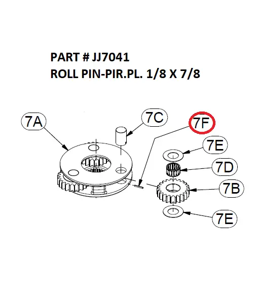 ROLL PIN-PIR.PL. 1/8 X 7/8 - Part No. JJ7041