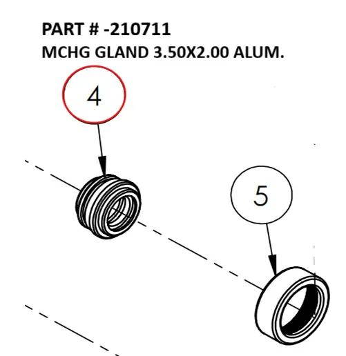 MCHG GLAND 3.50X2.00 ALUM - Part No. 210711
