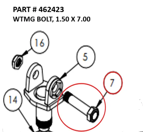 WTMG BOLT, 1.50 X 7.00 - Part No. 462423