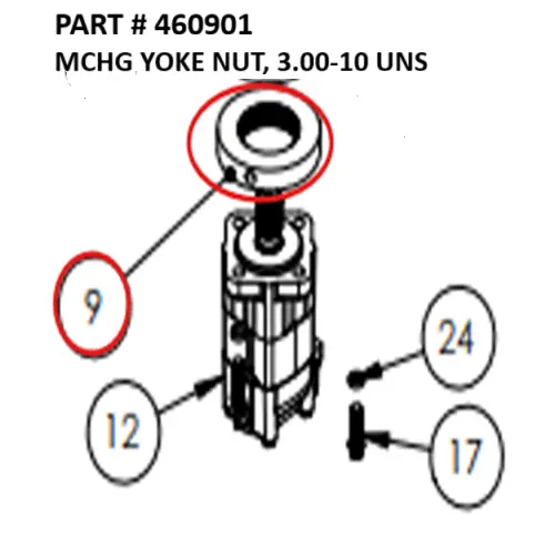 MCHG YOKE NUT, 3.00-10 UNS - Part No. 460901