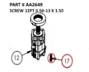 Screw 12-Point 1/2"-13 x 1-1/2" for Serco 1050XR, 8500 & Grapple (Part AA2649)