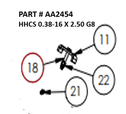 HHCS 0.38-16 X 2.50 G8 - Part No. AA2454
