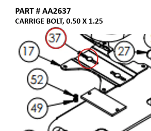 CARRIGE BOLT, 0.50 X 1.25 - Part No. AA2637