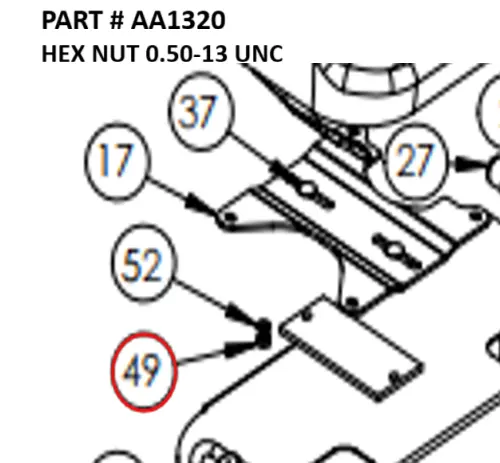 HEX NUT 0.50-13 UNC - Part No. AA1320