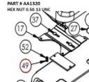 HEX NUT 0.50-13 UNC - Part No. AA1320
