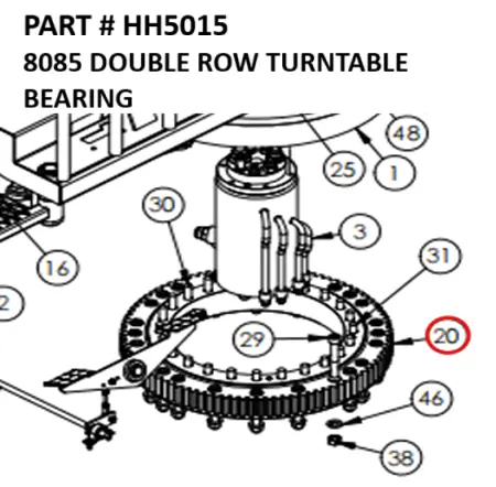 8085 DOUBLE ROW TURNTABLE BEARING - Part No. HH5015