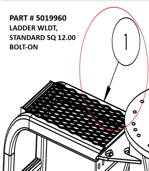 LADDER WLDT, STANDARD SQ 12.00 BOLT-ON - Part No. 5019960