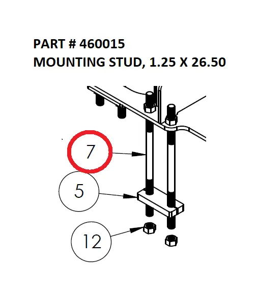 MOUNTING STUD, 1.25 X 26.50 - Part No. 460015