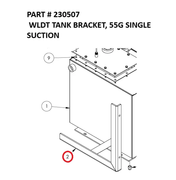 Serco 1050XR Tank Bracket Weldment, 55 Gallon Single Suction (Part 230507)