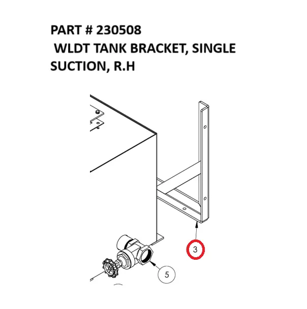 WLDT TANK BRACKET, SINGLE SUCTION, R.H. -  Part No. 230508