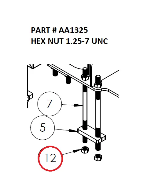 HEX NUT 1.25-7 UNC - Part No. AA1325
