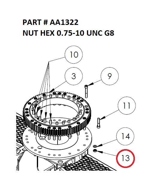 NUT HEX 0.75-10 UNC G8 - Part No. AA1322