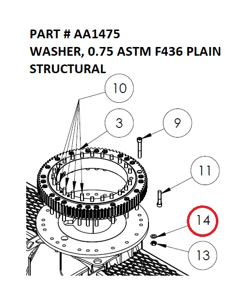 WASHER, 0.75 ASTM F436 PLAIN STRUCTURAL - Part No. AA1475