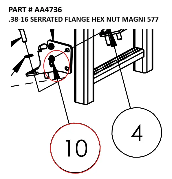 .38-16 SERRATED FLANGE HEX NUT MAGNI 577 Part No. AA4736