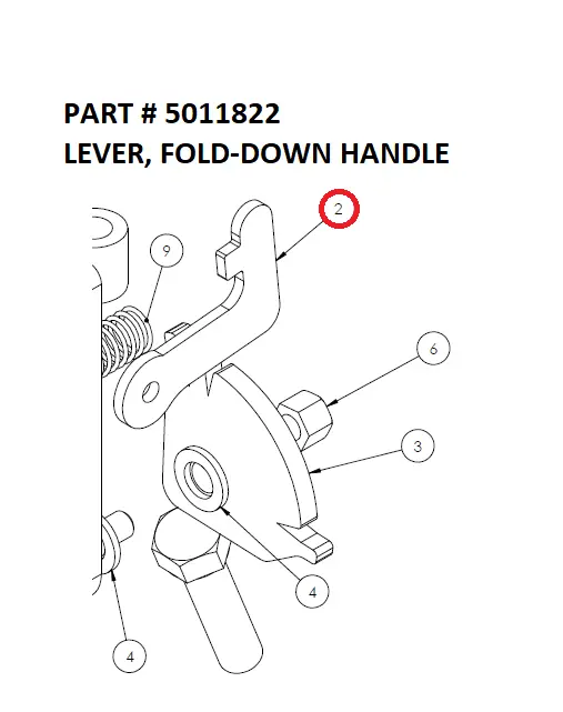 LEVER, FOLD-DOWN HANDLE - Part No. 5011822