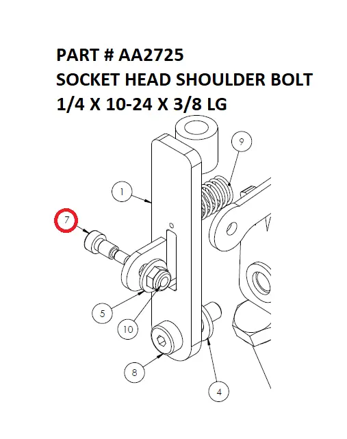 SOCKET HEAD SHOULDER BOLT 1/4 X 10-24 X 3/8 LG - Part No. AA2725