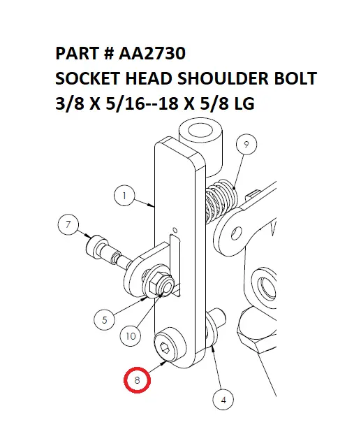 SOCKET HEAD SHOULDER BOLT 3/8 X 5/16--18 X 5/8 LG - Part No. AA2730