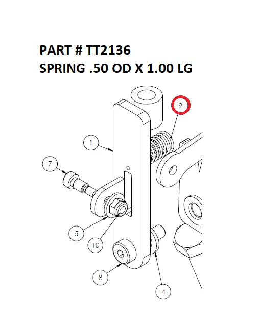 Spring 1/2" OD x 1" Long for Serco 8500 (Part TT2136)