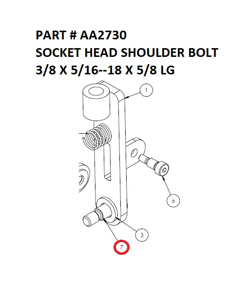 SOCKET HEAD SHOULDER BOLT 3/8 X 5/16--18 X 5/8 LG - Part No. AA2730