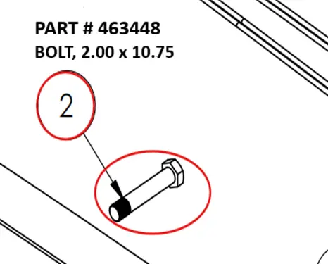 BOLT, 2.00 x 10.75 - Part No. 463448