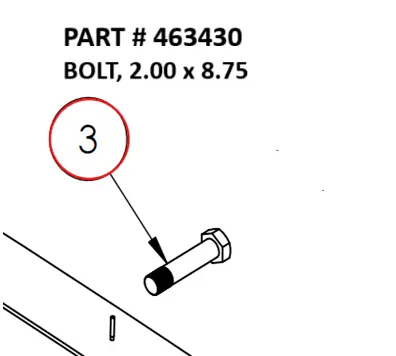 BOLT, 2.00 x 8.75 - Part No. 463430