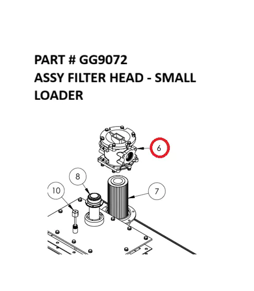 ASSY FILTER HEAD - SMALL LOADER - Part No. GG9072